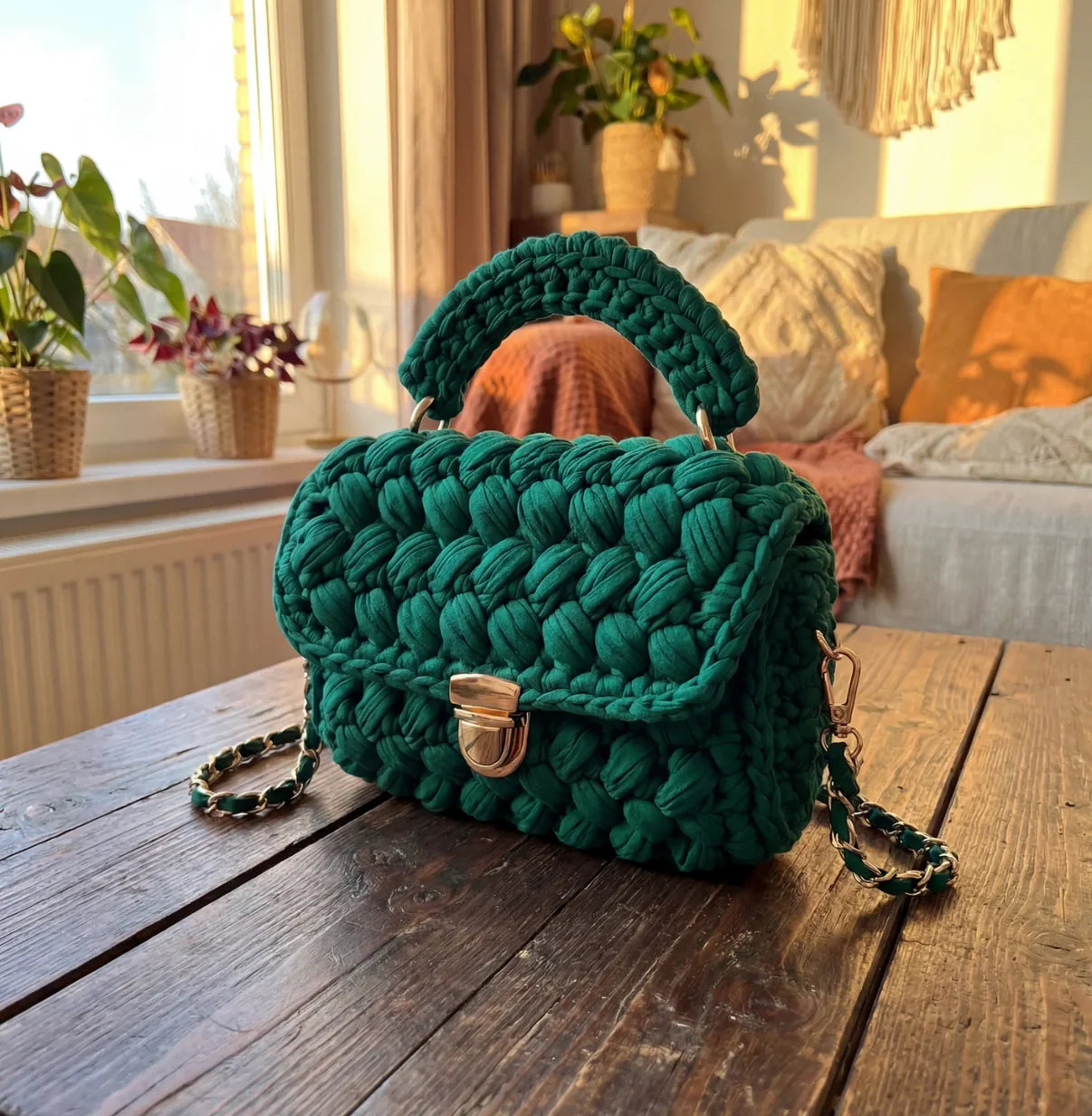 Solid Color Crochet Purse
