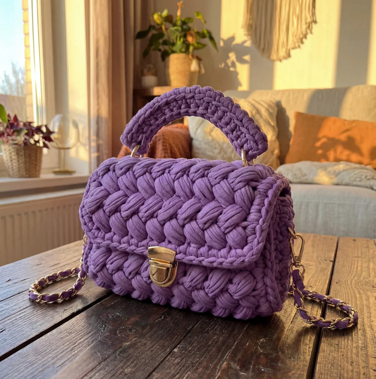 Solid Color Crochet Purse