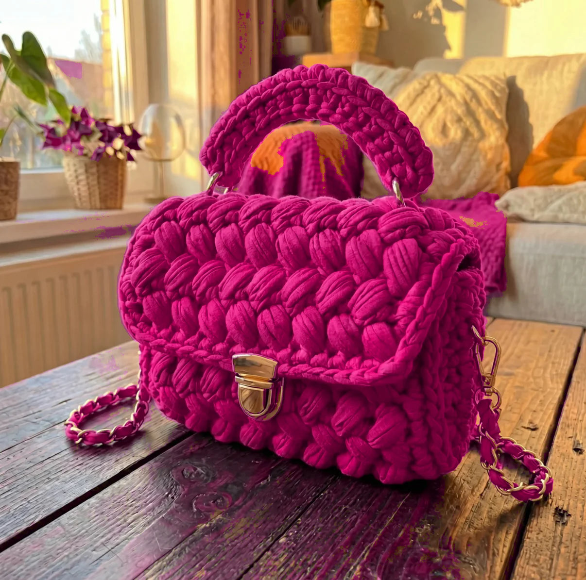 Solid Color Crochet Purse